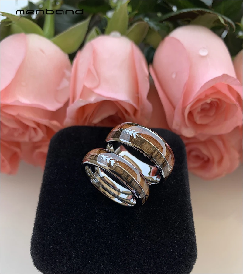 Кольцо из вольфрама для мужчин и женщин обручальное кольцо с 2 деревянными