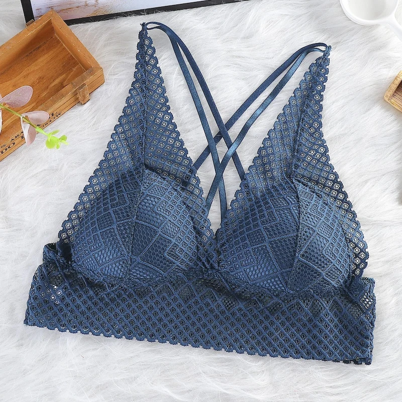 Новый кружевной бюстгальтер привлекательный удобный с двумя завязками без стали