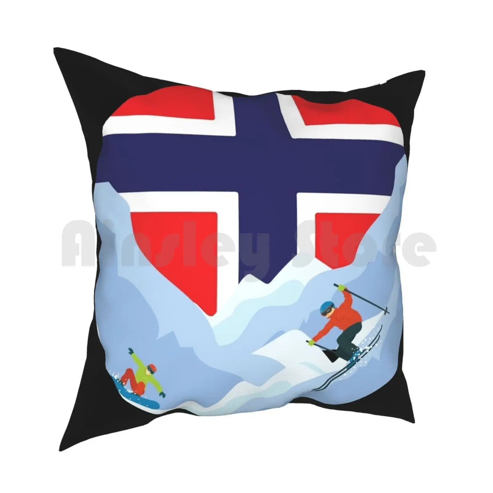 Зимними видами спорта в Норвегия Подушка Чехол с принтом домашняя мягкая подушка