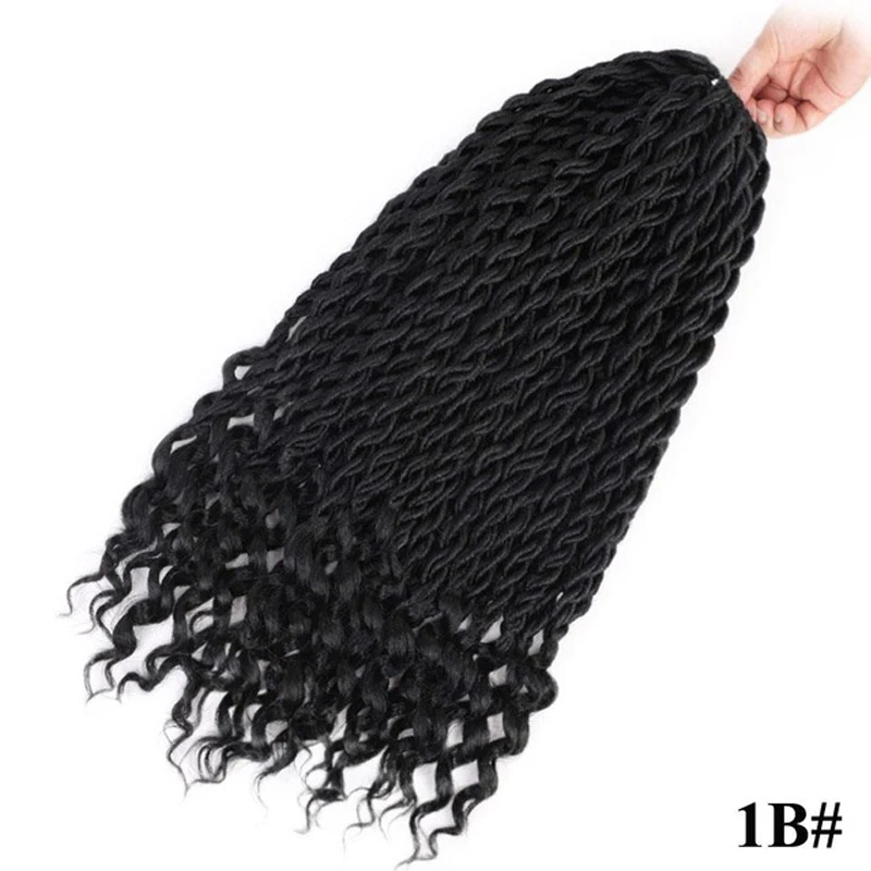 # 1B Активные искусственные локоны в стиле Crochet, на крючках, косички, синтетика, на крючках, косички, эффектом деграде(переход от темного к плетение волос в богемном стиле замки 18 дюймов 24 подставки - Цвет: # 1B