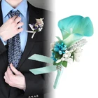 Искусственный шелк, пластиковая Калла, цветы, бутоньерка для жениха, для женщин и мужчин, булавка для костюма, корсажное украшение для невесты