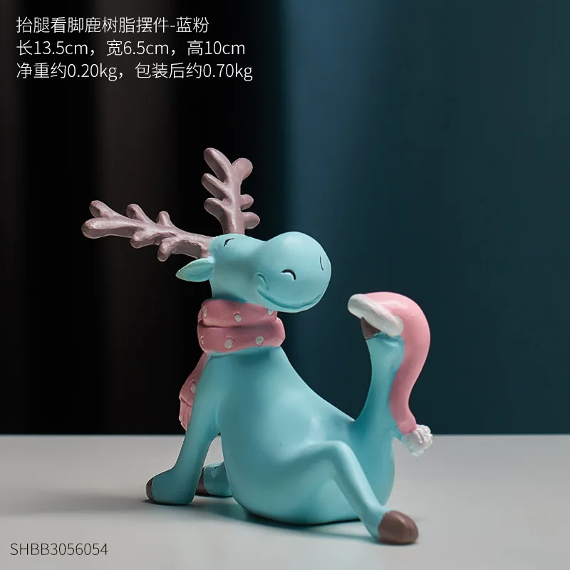 blue B Украшения рождественские фигурки оленя Рождественский набор украшения на год украшения игрушки Фигурки Животных из смолы QW266 - Цвет: blue B