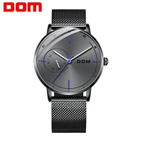dom mens watch ultra thin quartz analog wristwatch stainless steel mesh band men sports wrist watches clock m 1273