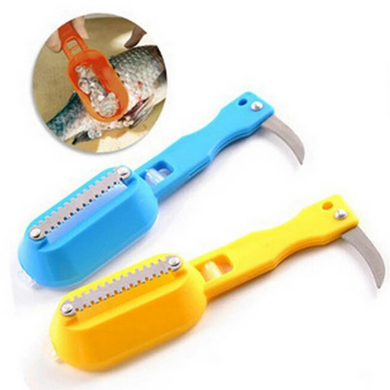 

Fishing Scale Brush Built-in Fish cutter Fish Skin Brush Scraping Fast Remove Fish knife Cleaning Scaler Scraper 2 in 1 2020 New