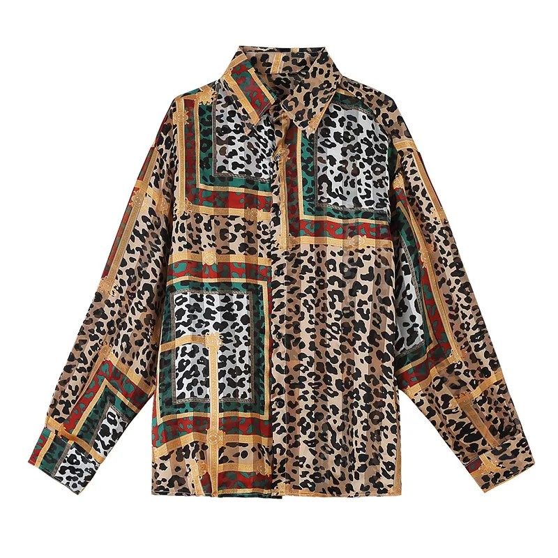 

Men's Long Sleeve Shirt 2020 Spring Summer New Handsome Leopard Print Loose Top Bar Hair Stylist Youth Fashion Men's Wear