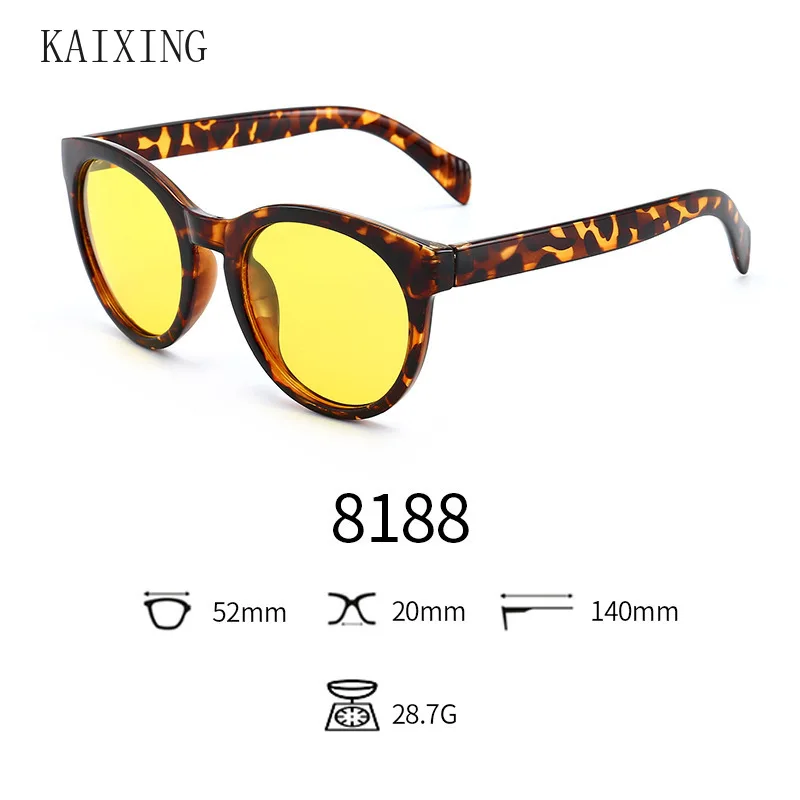 

Мужские и женские очки ночного вождения KAIXING, поляризованные солнцезащитные очки с желтыми линзами UV400, круглые очки ночного видения 8188
