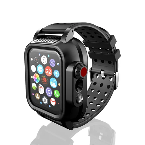 IP68 Водонепроницаемый чехол с силиконовым ремешком для Apple Watch 5 4 40 мм 44 мм водонепроницаемый спортивный браслет для IWatch3 2 1 38 мм 42 мм ремешок - Цвет: black