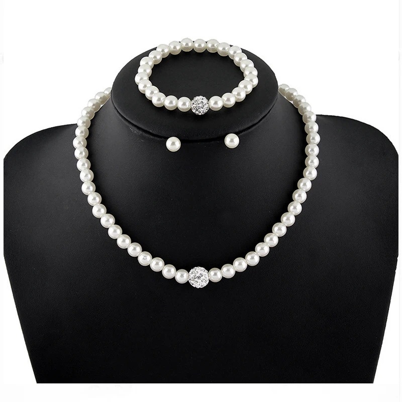 Набор из ожерелья браслета и сережек CKW с натуральным белым жемчугом Женский