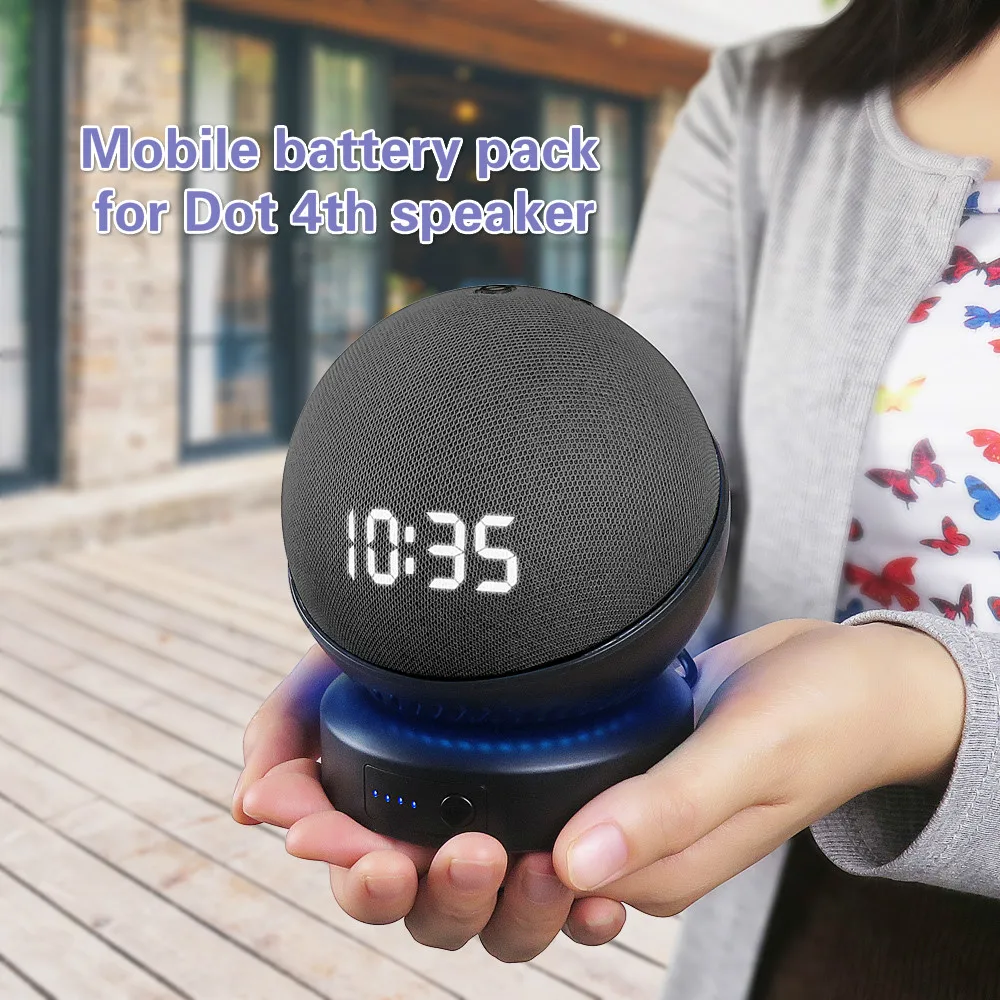 battery base for echo dot 4th generation alexa speaker portable wireless charger power bank for echo dot 4 holder mount stand free global shipping