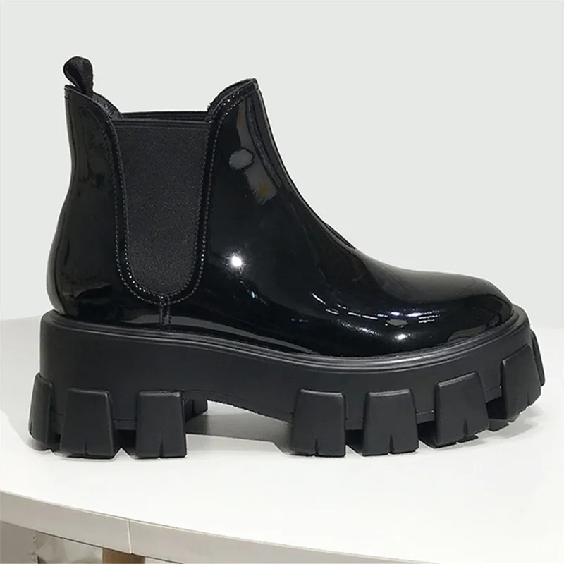 

Natural Leather Chelsea Boots Designer Platform Luxury Brand Women's Boots Female Winter Fashion Ankle Boots Ladies Black Boots