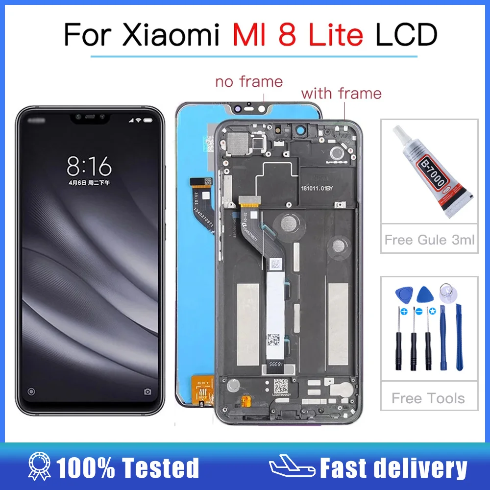 

ЖК-дисплей 6,26 дюйма для Xiaomi Mi8 Mi 8 Lite / Mi 8X, дисплей с рамкой и дигитайзером в сборе, ЖК-дисплей, 10 точечных ЖК-дисплеев, запасные части