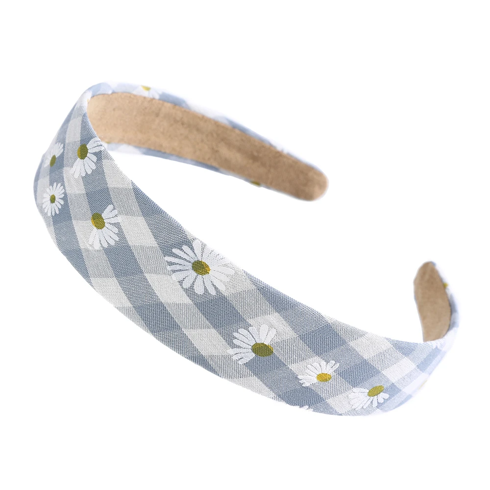 Женский винтажный ободок AWAYTR широкий в клетку с ромашками 3 см аксессуар для