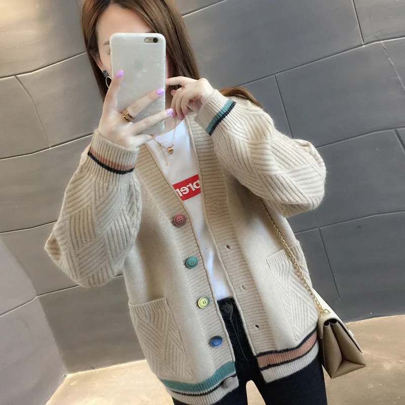 Online Celebrity Sweater Coat Women's 2021 Spring and Autumn New Korean Style Loose Short Student Western All-Matching |