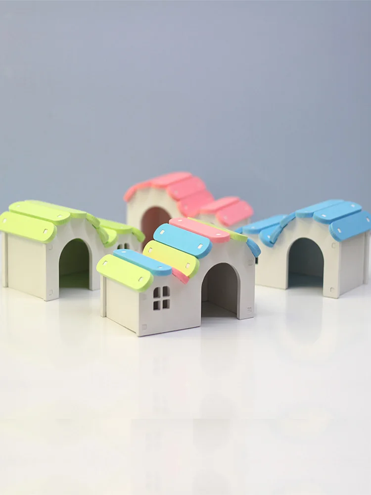 small pet house small animal sleeping nest hamster guinea pig hidden rainbow house wood plastic assembly golden bear supplies free global shipping
