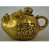 old decorated handwork copper carve rich pig shape special lucky lovely tea pot