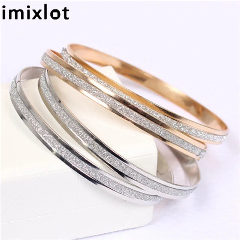 Imixlot модный двойной круг скраб браслет из розового золота браслеты нержавеющей
