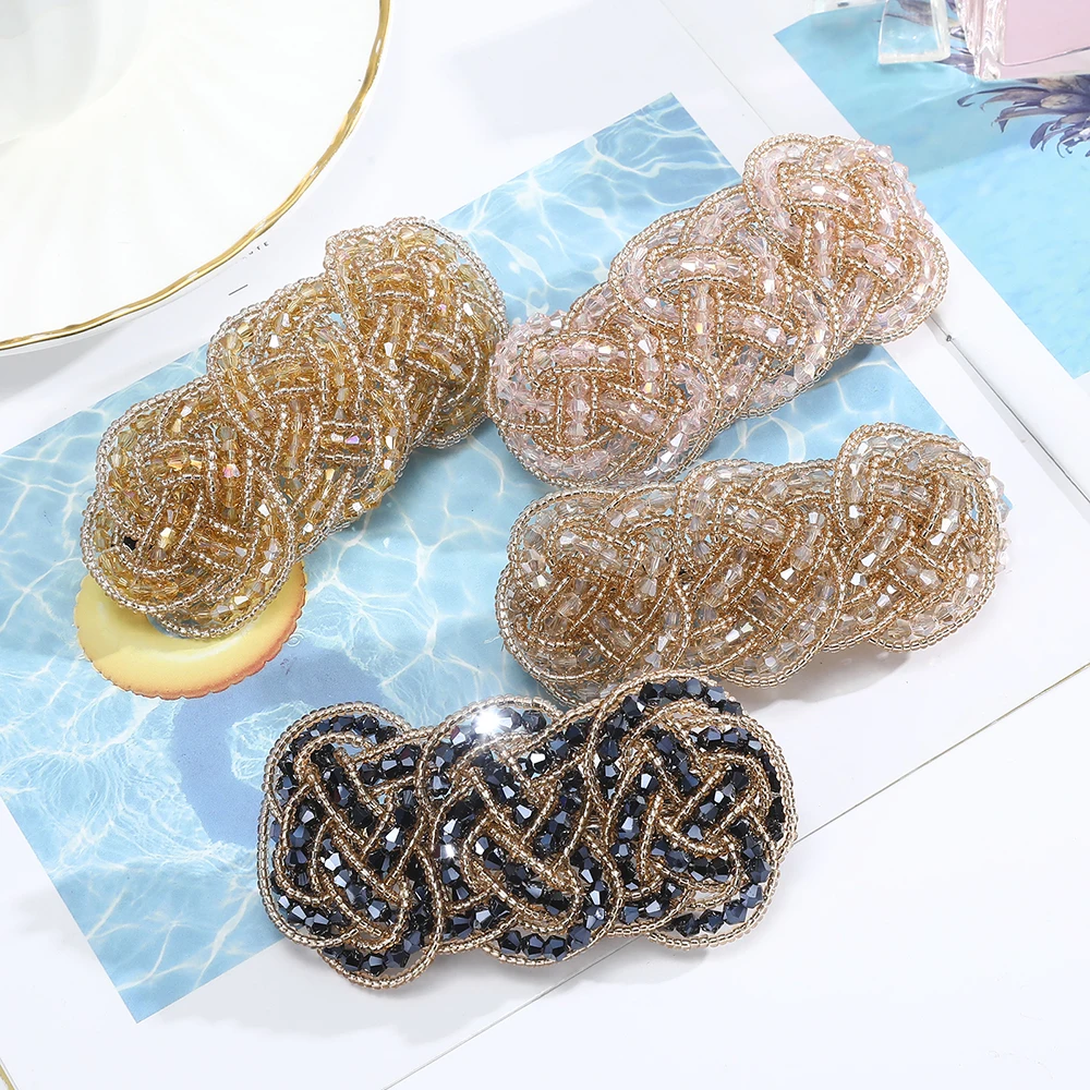 Женская заколка для волос AWAYTR с кристаллами и бусинами Шпилька ручной работы