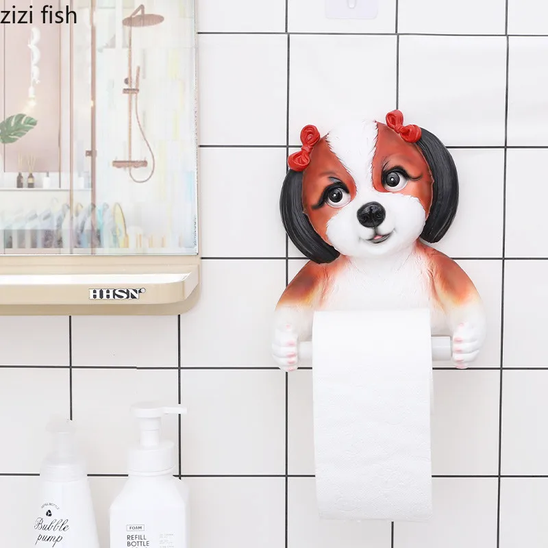 Пёс из мультфильма Бумага держатель для туалетной бумаги смолы стене висит