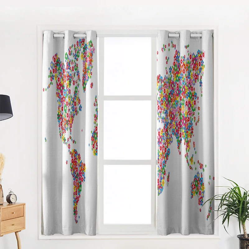 Шторы на окна с изображением райских цветов Мультяшные занавески для гостиной