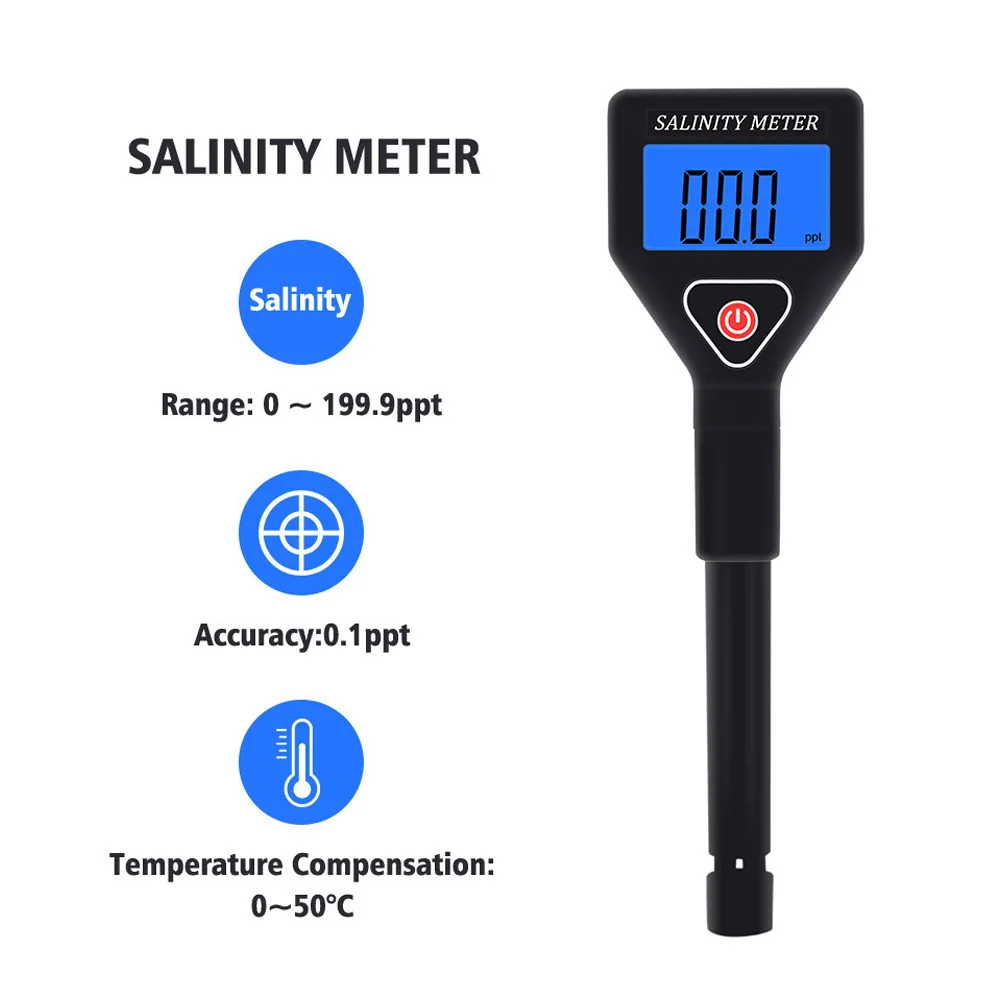 

SA-98305 Digital Salinity Meter Portable Handheld Salt Water Quality Tester For Food Pool Aquarium Swimming Pools No Battery