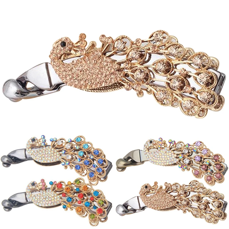 

Peacock Hair Barrette Rhinestone Hair Clip French Barrette for Women Hairpins Girls Women Hair Clip Hair Accessories Barrettes