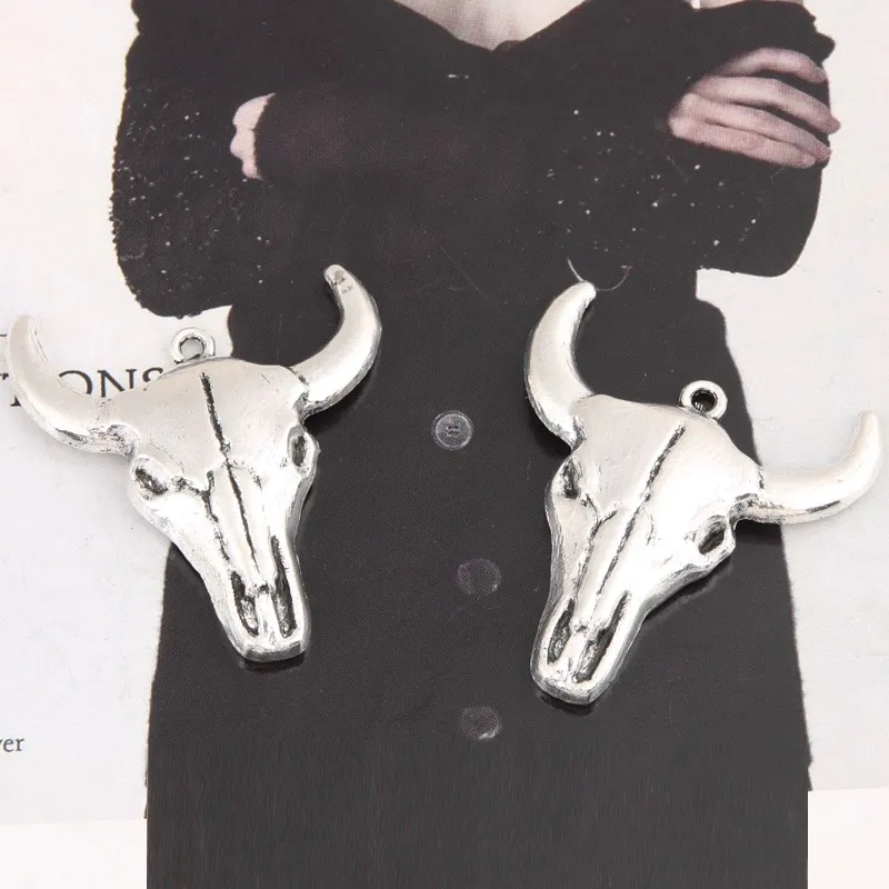 5pcs Silver Color 3D Bull OX Head Charms Animal Cow Pendant For DIY Handmade Jewelry Making Accessorie 29x33mm | Украшения и