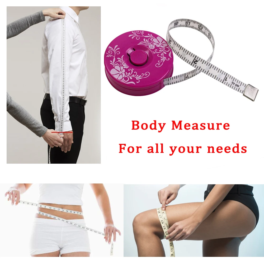 Body Measuring Ruler Retractable Tape Measure Sewing Tailor Fabric Soft Rulers Printed Pattern Tools 150cm/60inch | Дом и сад