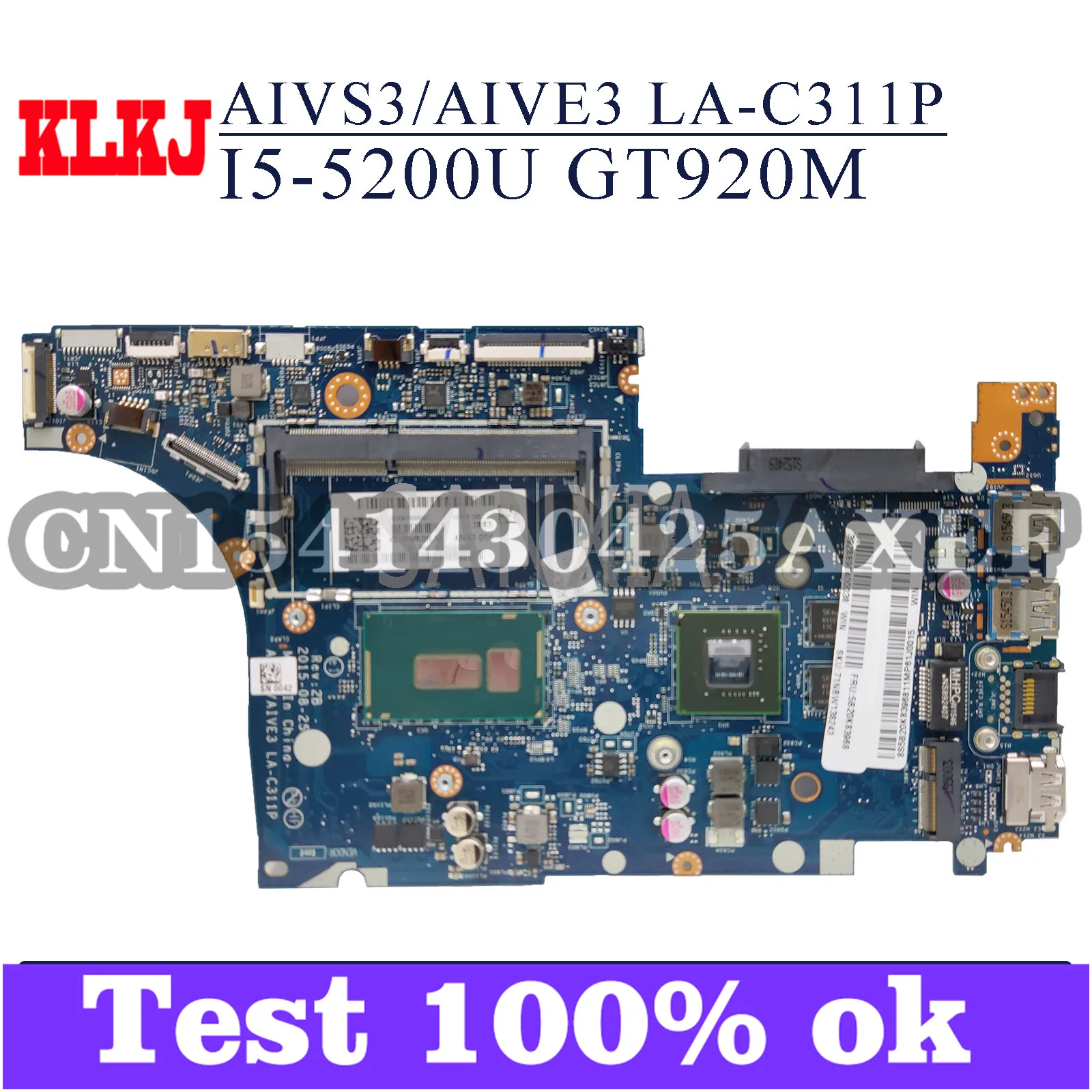 

KLKJ LA-C311P материнская плата для ноутбука Lenovo IdeaPad U31-70 оригинальная материнская плата I5-5200U GT920M