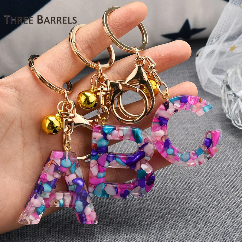 

26 Letters Resin Keychains Charms for Women Gold Color Keyring for Bag Keys Alphabet Pendant Key Chains Accessories Female Gift