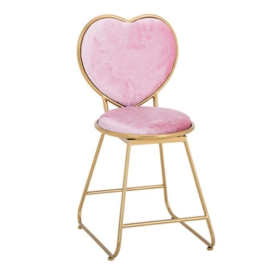 Heart Pink Fabric Стул для макияжа обеденный стул туалетный столик стул Железный арт современный простой кухонный Гостиная Спальня Кофе в помещении чай обеденный стул - Color: Heart Pink Fabric