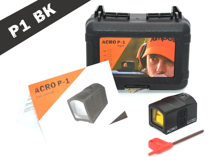Красный точка рефлекторный прицел Aim Acro P1 для пистолета RMR голографический прицел охотничий оптический прицел - Цвет: p1 bk