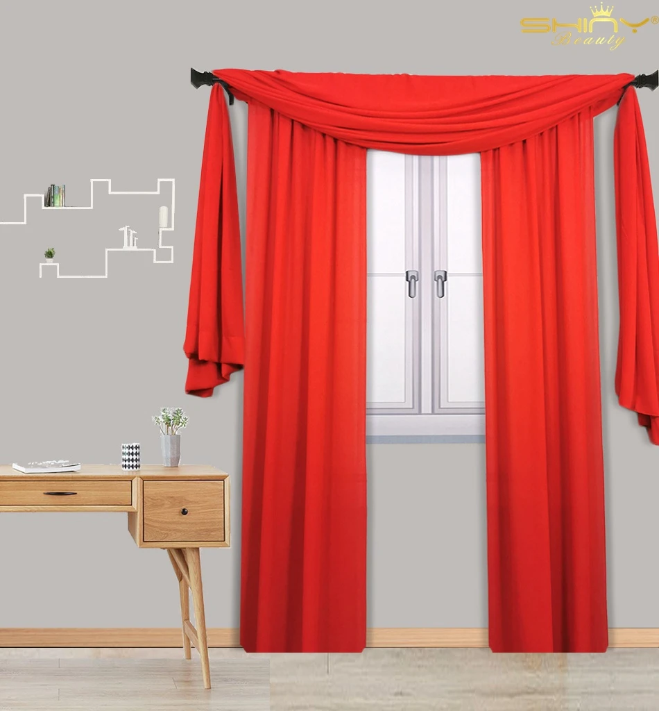 Красный отвесный фон шторы 29x78 дюймов отвесная занавеска для двери оконная