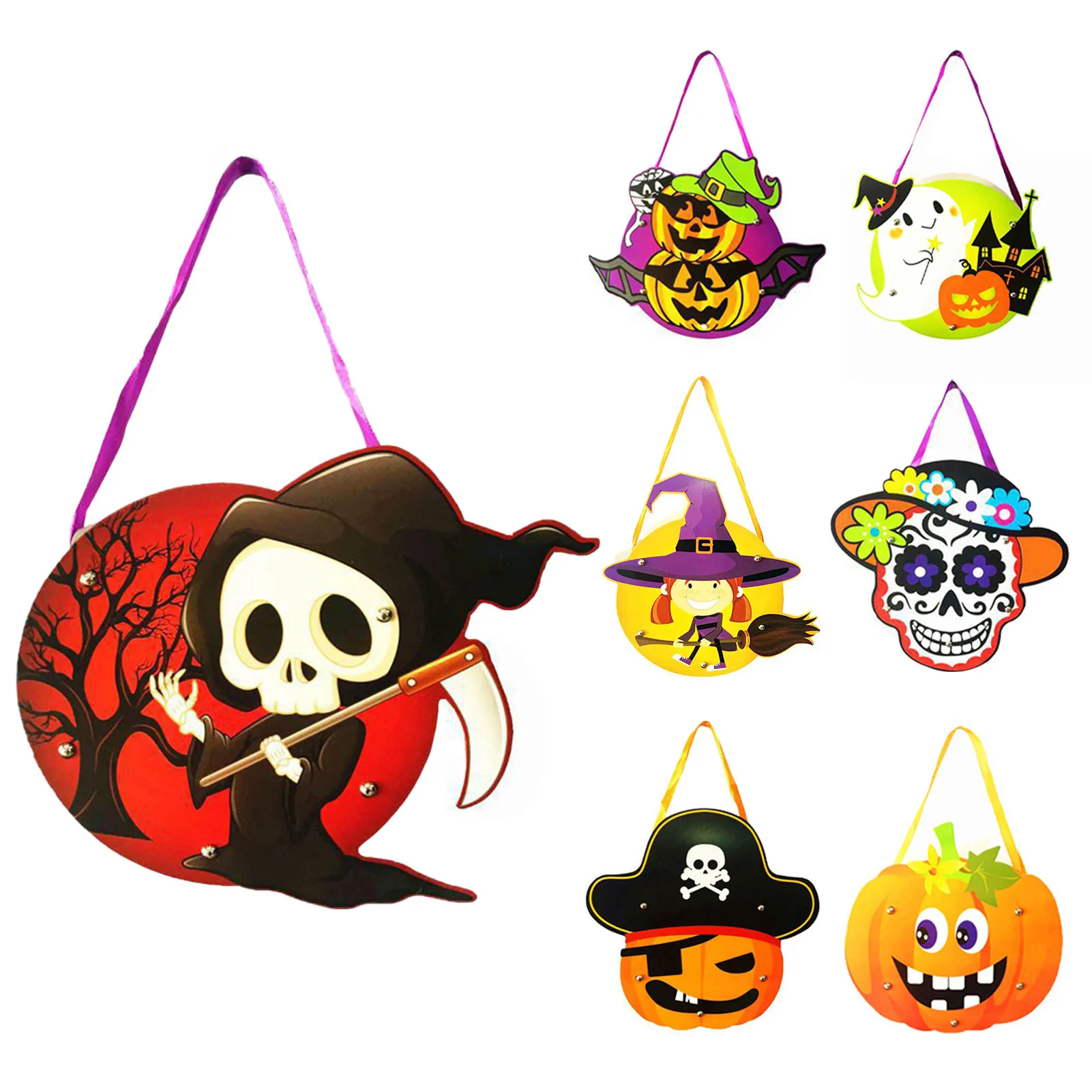 

7PCS Halloween Cookies Trick Or Treat Bags Party Favour Sweet Candy Biscuit Gift Halloween Decoration Ghost Pumpkin Candy Bag