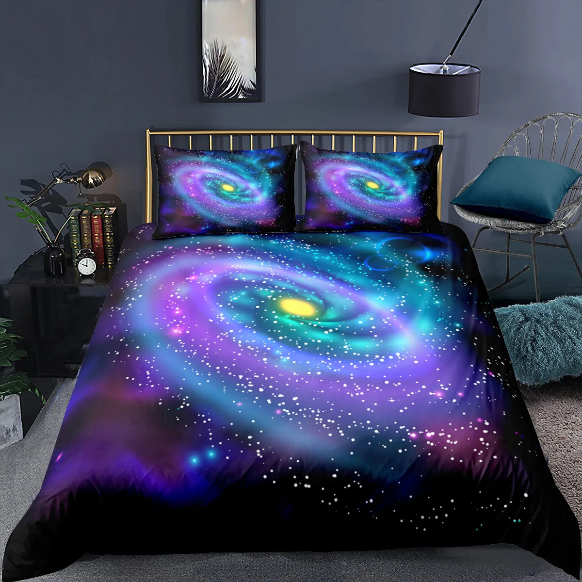 

Комплект постельного белья «Вселенная планеты», Роскошное Одеяло с 3D принтом Галактики, звезд, фасхоин, Королевский односпальный комплект ...