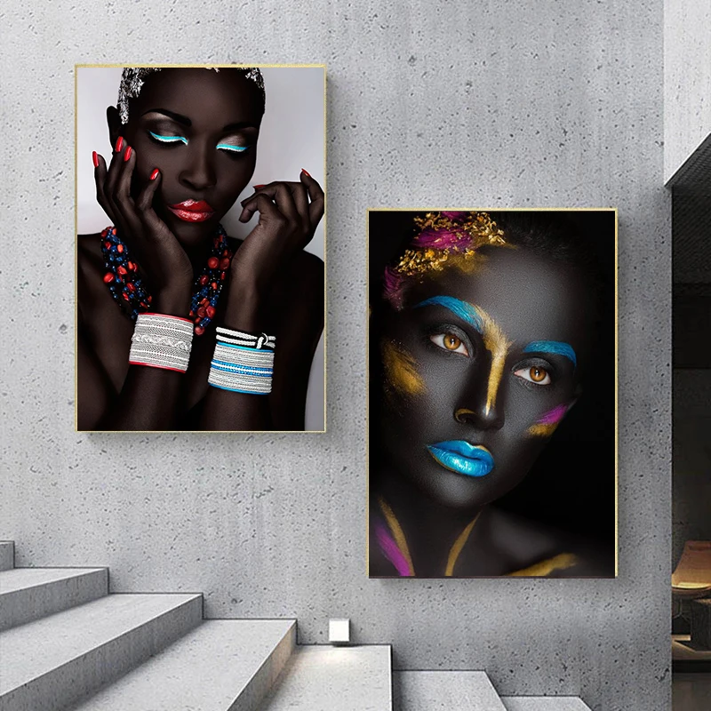 

Black Silver Gold Nude African Art Woman Painting On Canvas Cuadros Posters And Prints Scandinavian Living Room Wall Painting