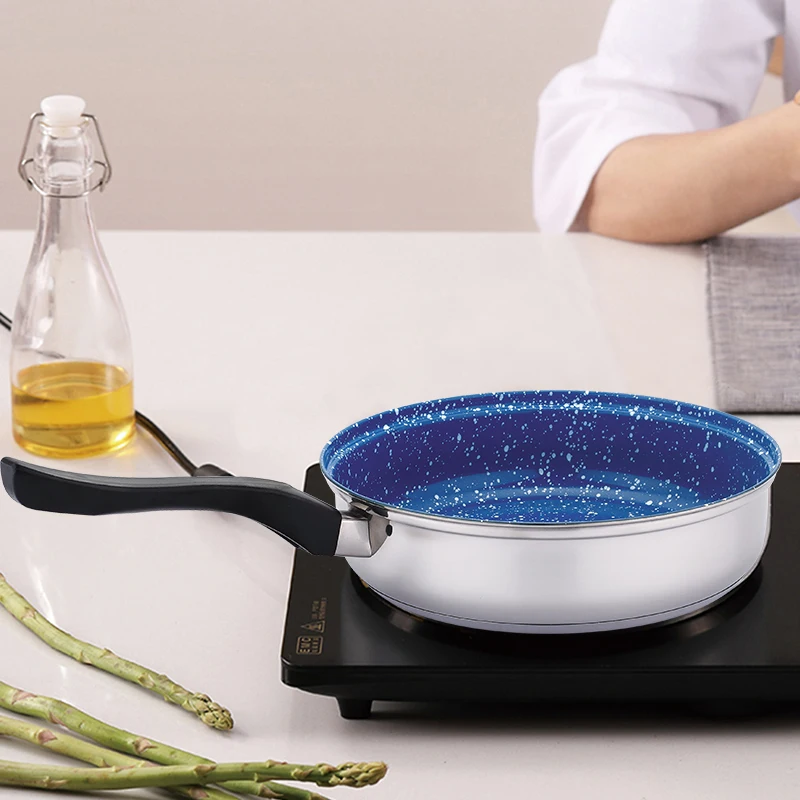 Антипригарная сковорода из мраморного камня с термостойкой бакелитовой ручкой