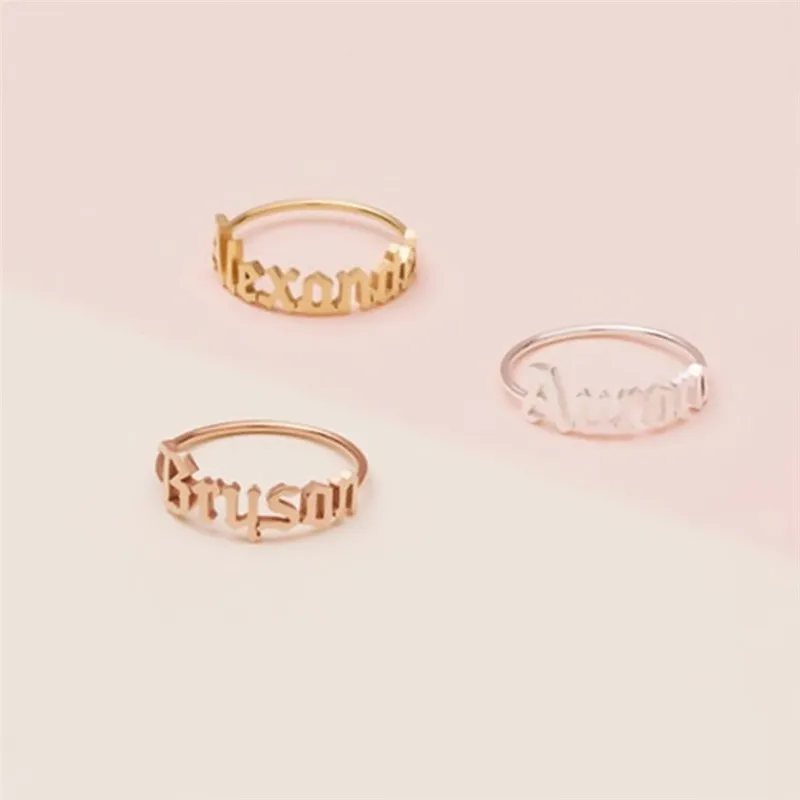 

Custom Name Ring Personalized Jewelry Word Anello Uomo Adjustable Letter Rings For Women Men Wedding Gift