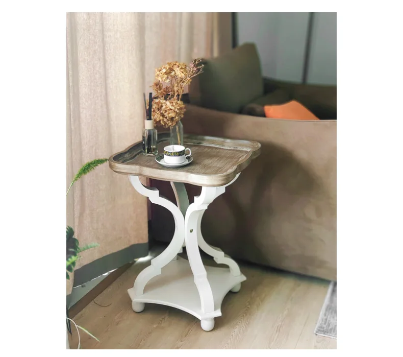 

French Country Style Old Side Table American Retro Wood Color Small Coffee Table Side Table