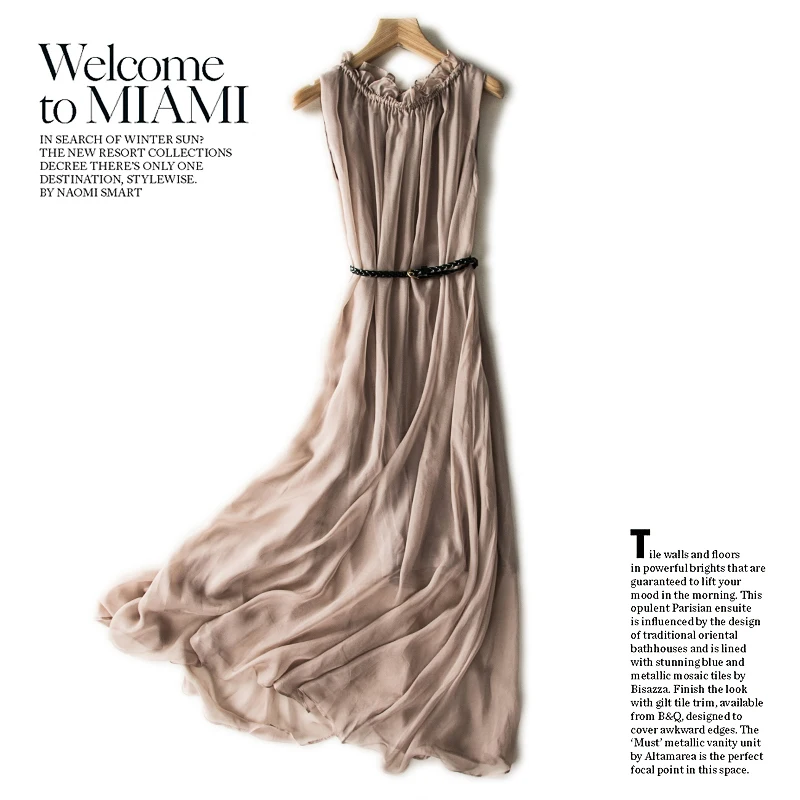 Женское длинное платье из натурального шелка элегантное вечернее пляжное без