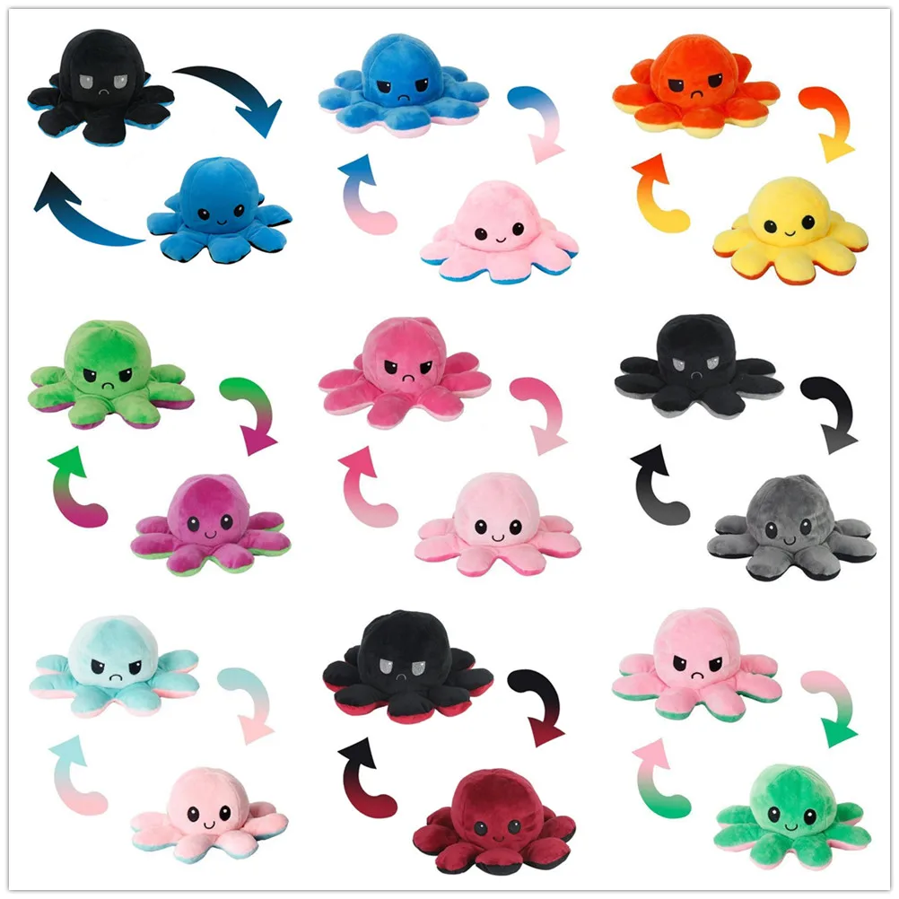 

Подарок на день рождения, осьминоги, плюшевые животные, детская двойная флип-кукла, мягкий милый плюшевый Peluches Eeversible, набор плюшевых игрушек