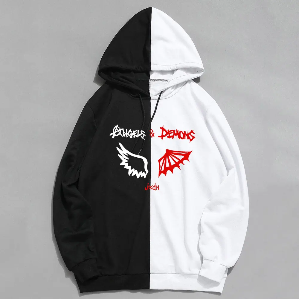 Толстовка Jxdn с капюшоном худи ангелами и демонами повседневная одежда унисекс в