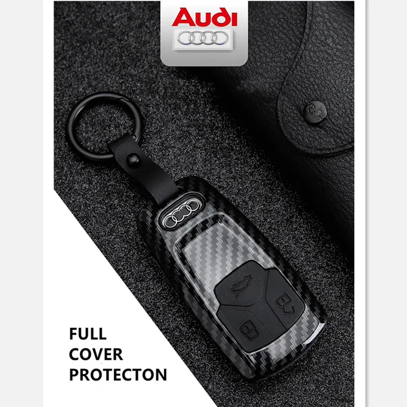 

Car Key Case Cover Shell Carbon Fiber For Audi A4 B9 A5 A6 S4 S5 S7 8W Q7 4M Q5 TT Smart Remote Protector Auto Accessories