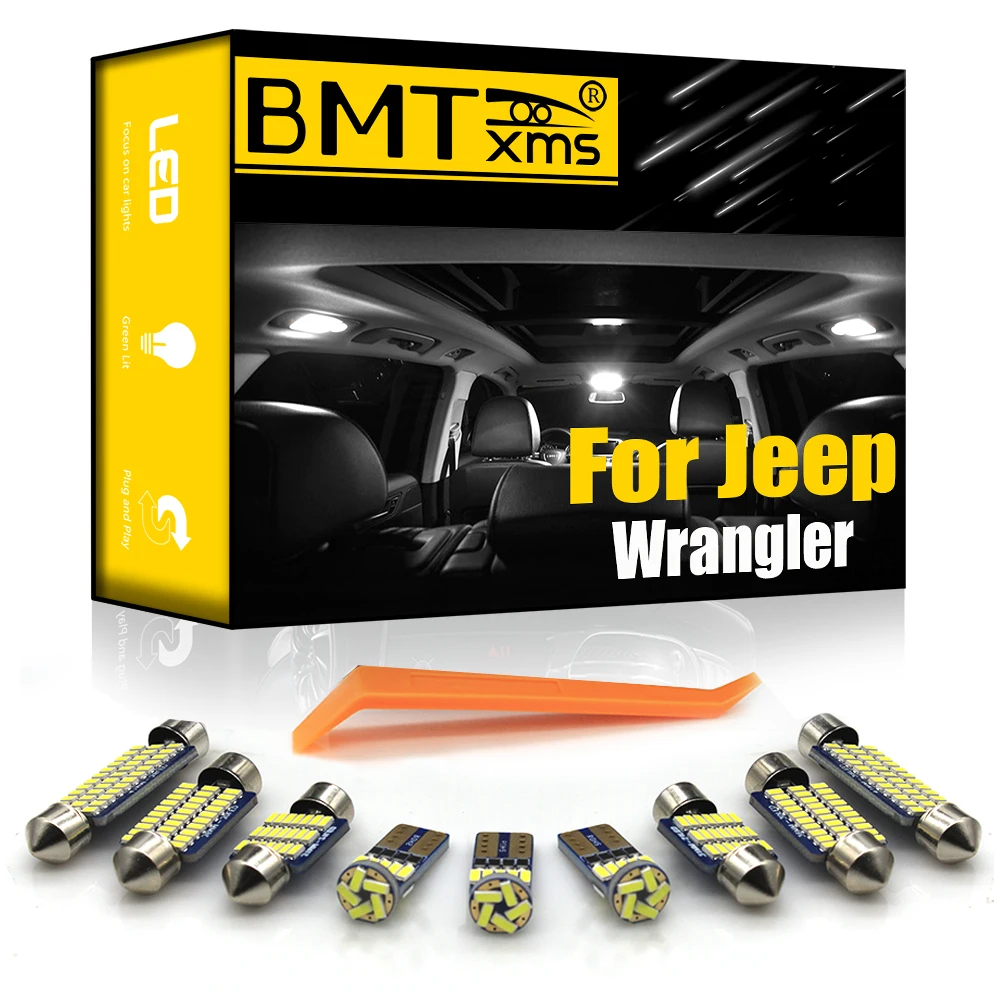 BMTxms For Jeep Wrangler YJ TJ JK 1987-2018 Canbus Vehicle LED Interior Dome Map Trunk Light License Plate Lamp Kit Car Lighting