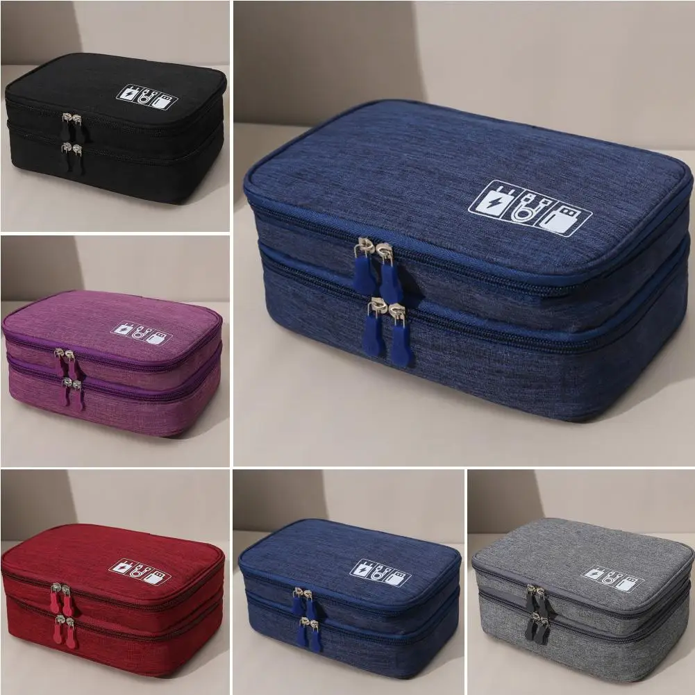 

Double Layer Travel Charger Data Cable Electronics Storage Bag Digital Organizer