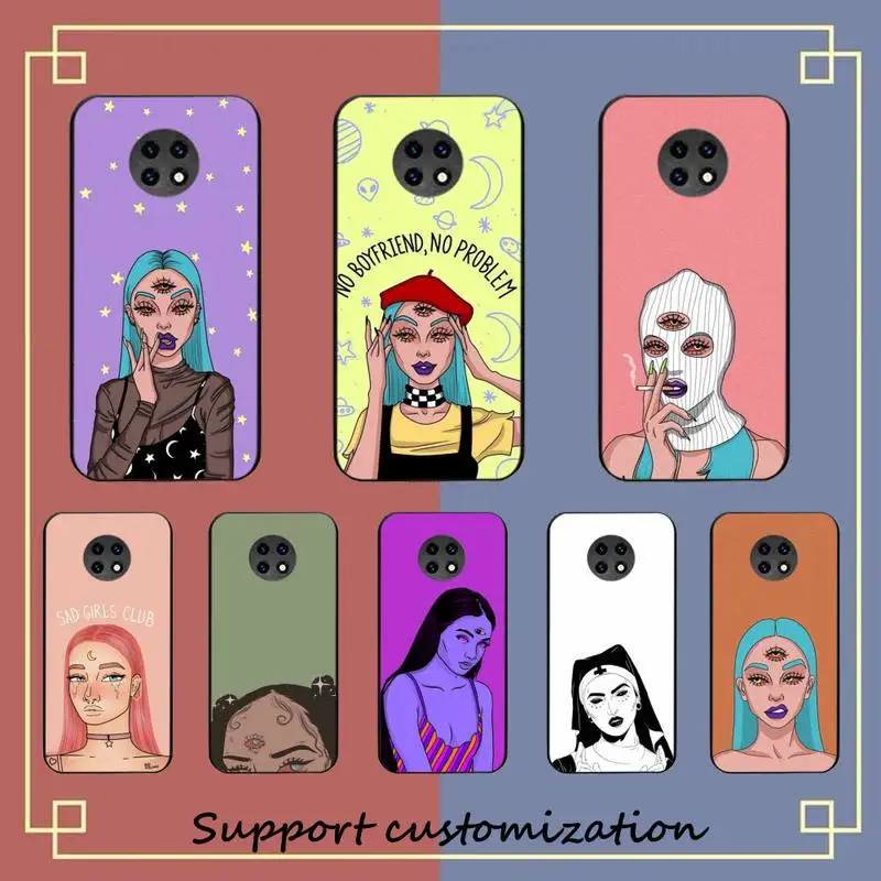 

Aesthetic Devil Woman Bad girl smoke eyes Phone Case For Xiaomi Redmi Note 8A 7 5 Note 8pro 8T 9Pro Coque for note 6pro