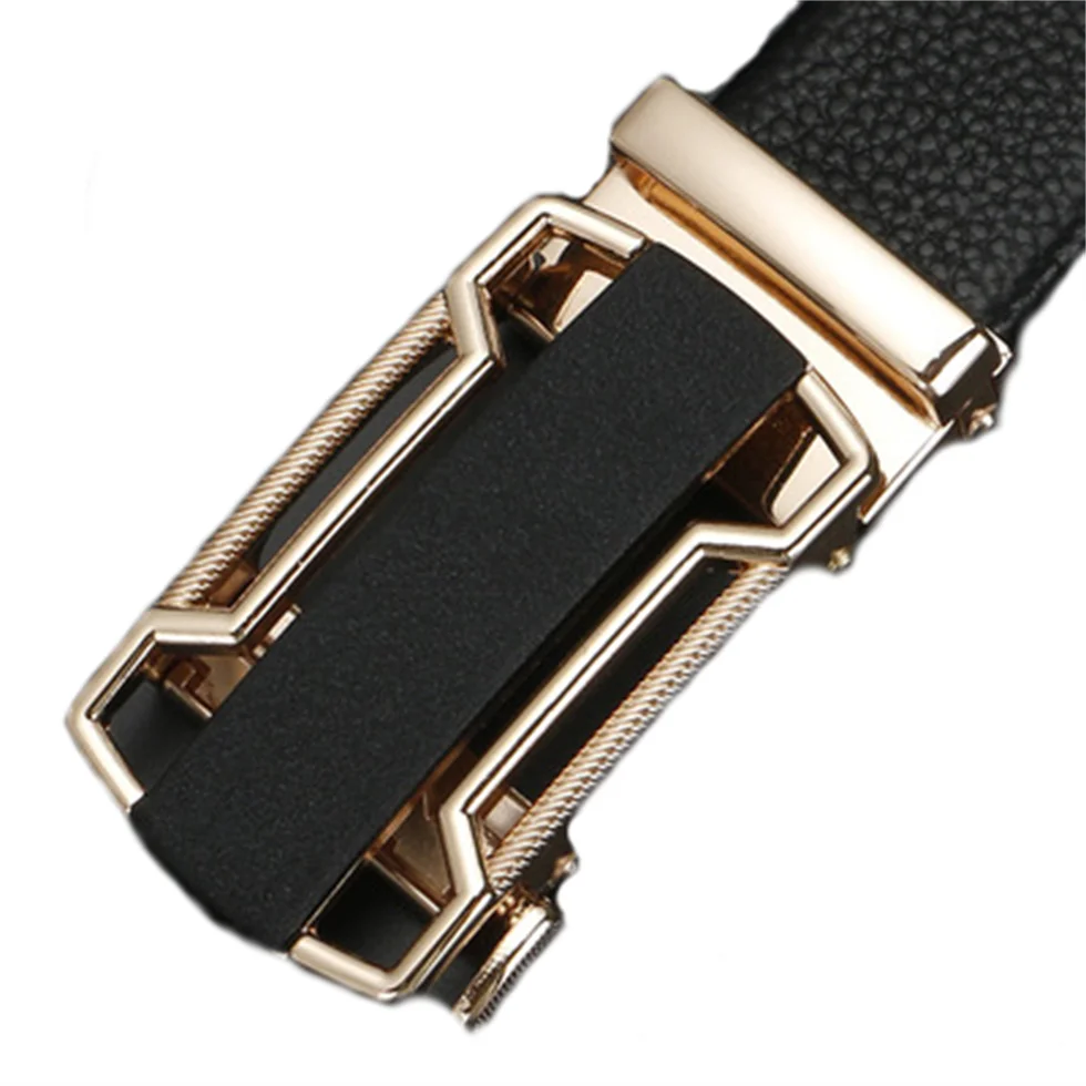 Automatic Buckle Metal Belts for Men Cow Genuine Leather Belt High Grade New Fashion Style Leather Men Belts