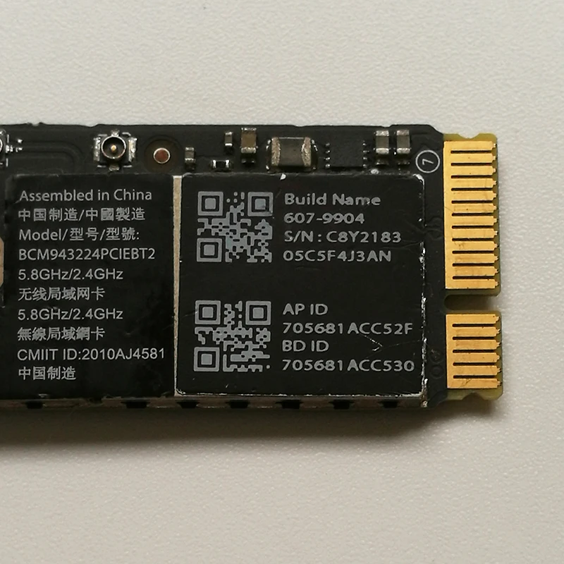 Оригинальная карта BCM943224PCIEBT2 Bluetooth 4 0 Wi Fi в аэропорту для Macbook Air A1369 A1370 A1466 A1465 2010