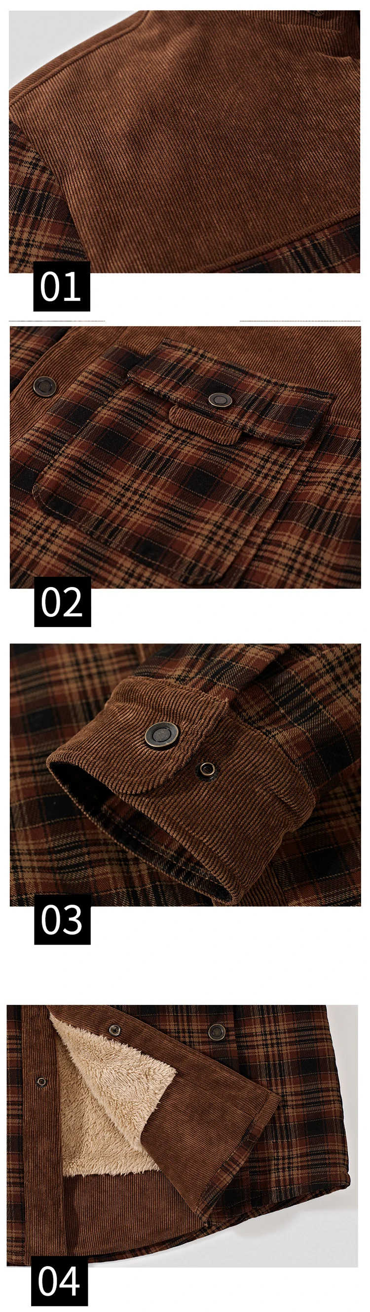 Теплая мужская куртка клетчатая флисовая Толстая армейская со стоячим