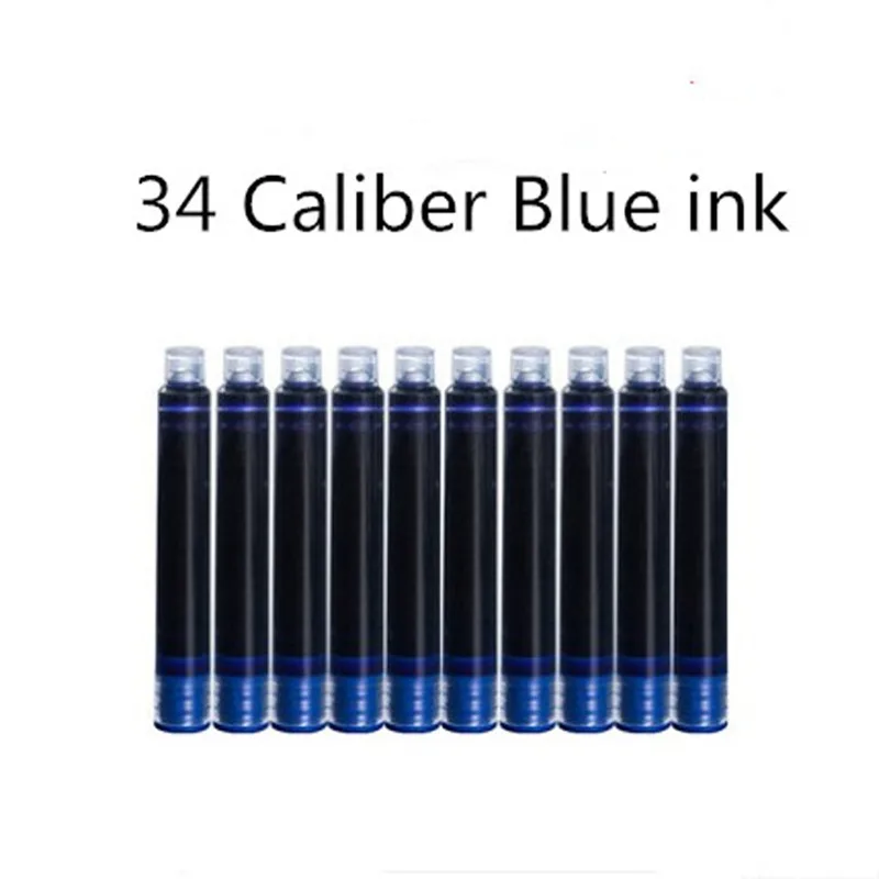 10pcs Ink Refill Black/Blue Student Stationery Universal Fountain Pen Ink Refills Disposable Ink Sac Canetas caliber 34MM 26MM