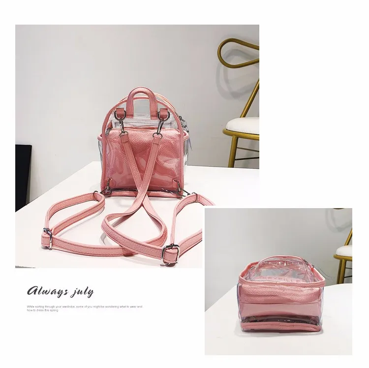Women Transparent Jelly Small Backpacks Girls Mini Clear Backpack Fashion Letter Back Pack Teenage Girls Fashion Bookbag